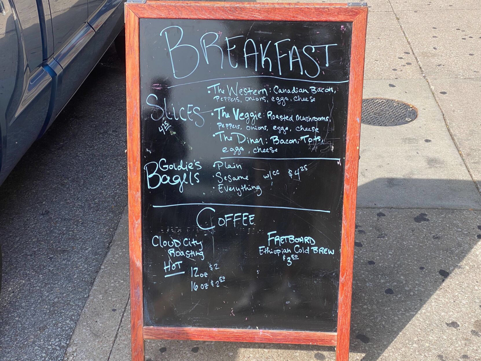 Pizza Tree breakfast sign